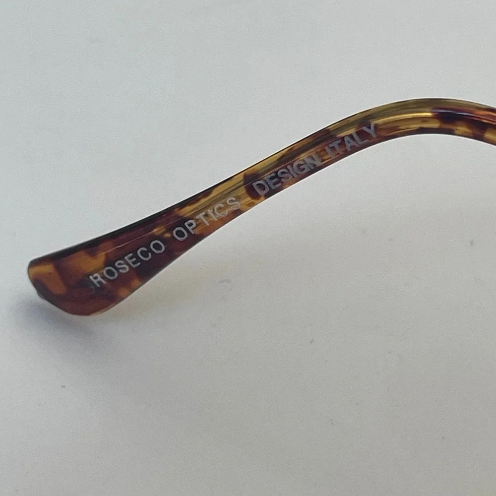 Roseco Optics Oval Gold Metal Eyeglass Frames‎ Tortoise Tips Italy Design 107